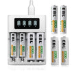 4-Bay AA/AAA Battery Charger with LCD Display – Type-C & Micro USB Input