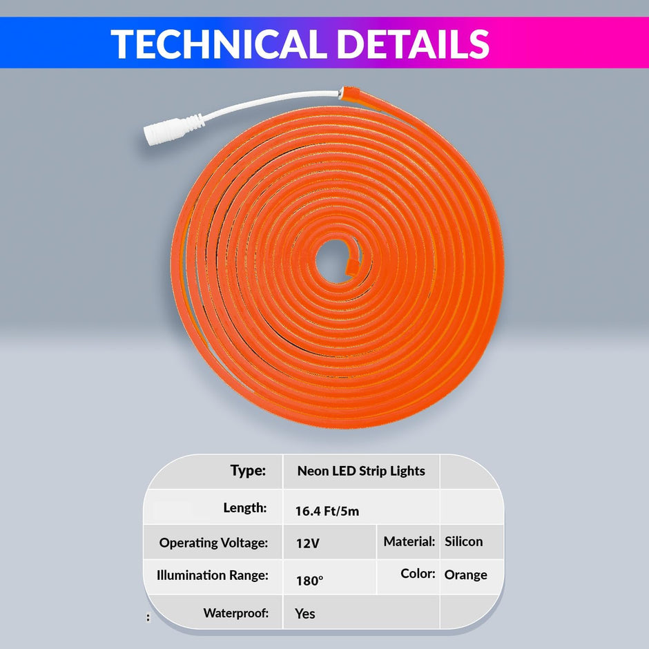 Orange 5M LED Strip Light Flexible Waterproof Decorative String For Diwali, Christmas or Home Décor