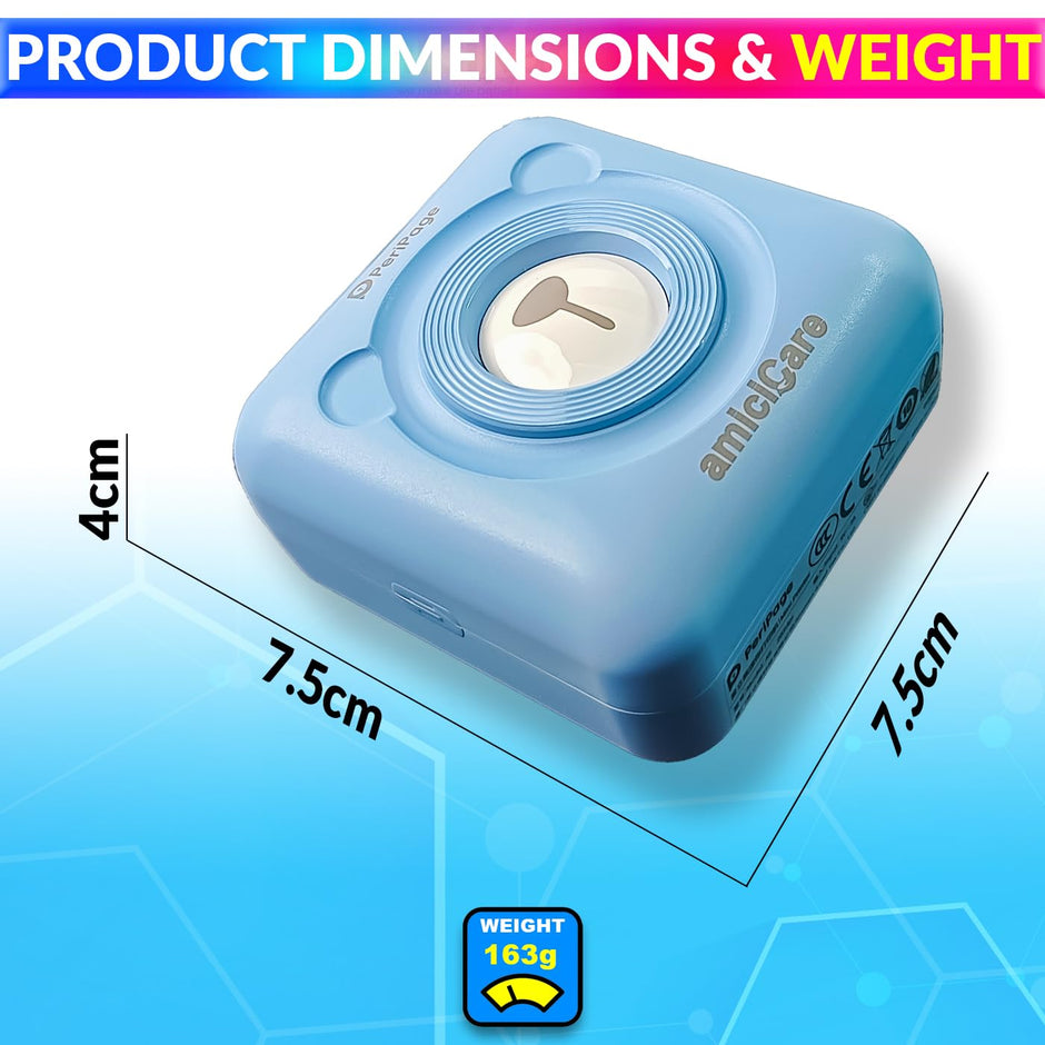 Mini Printer, Wireless Portable Ink-Less Thermal Printer with Bluetooth App Connectivity amiciKart
