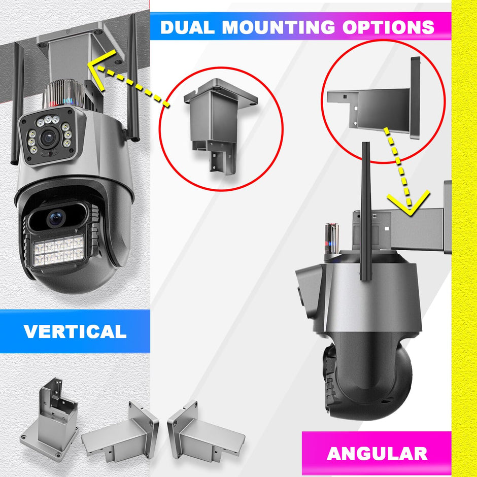 Dual Camera CCTV, 4K+4K HD Security Camera with Built-in Alarm, Motion Detection