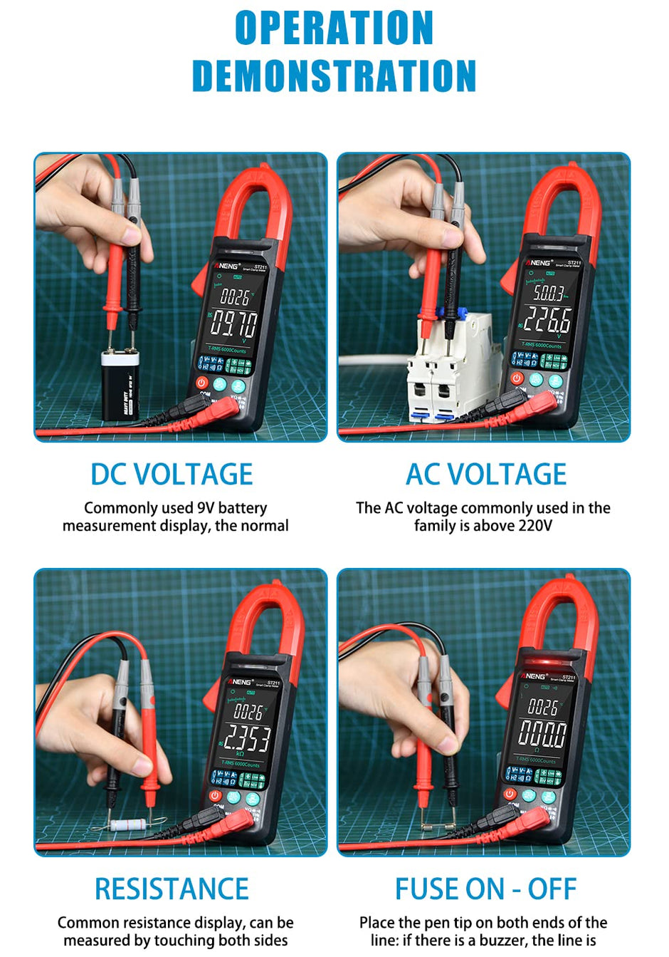 ST211 TRMS Clamp Meter 400A, 600V AC/DC, 6000 Counts, NCV, Resistance & Frequency amiciKart c0tmiz-hs.myshopify.com