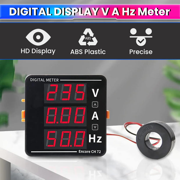 5A AC Voltmeter Ammeter, 3 in 1 Digital Meter 50-500V Voltage Tester with Frequency and Current Test