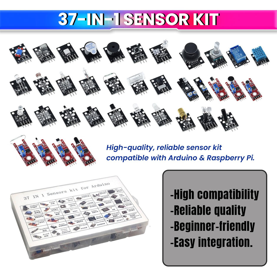 37-in-1 Sensor Module Kit for Raspberry Pi–Comprehensive IoT Starter Set for Beginners & Enthusiasts amiciKart