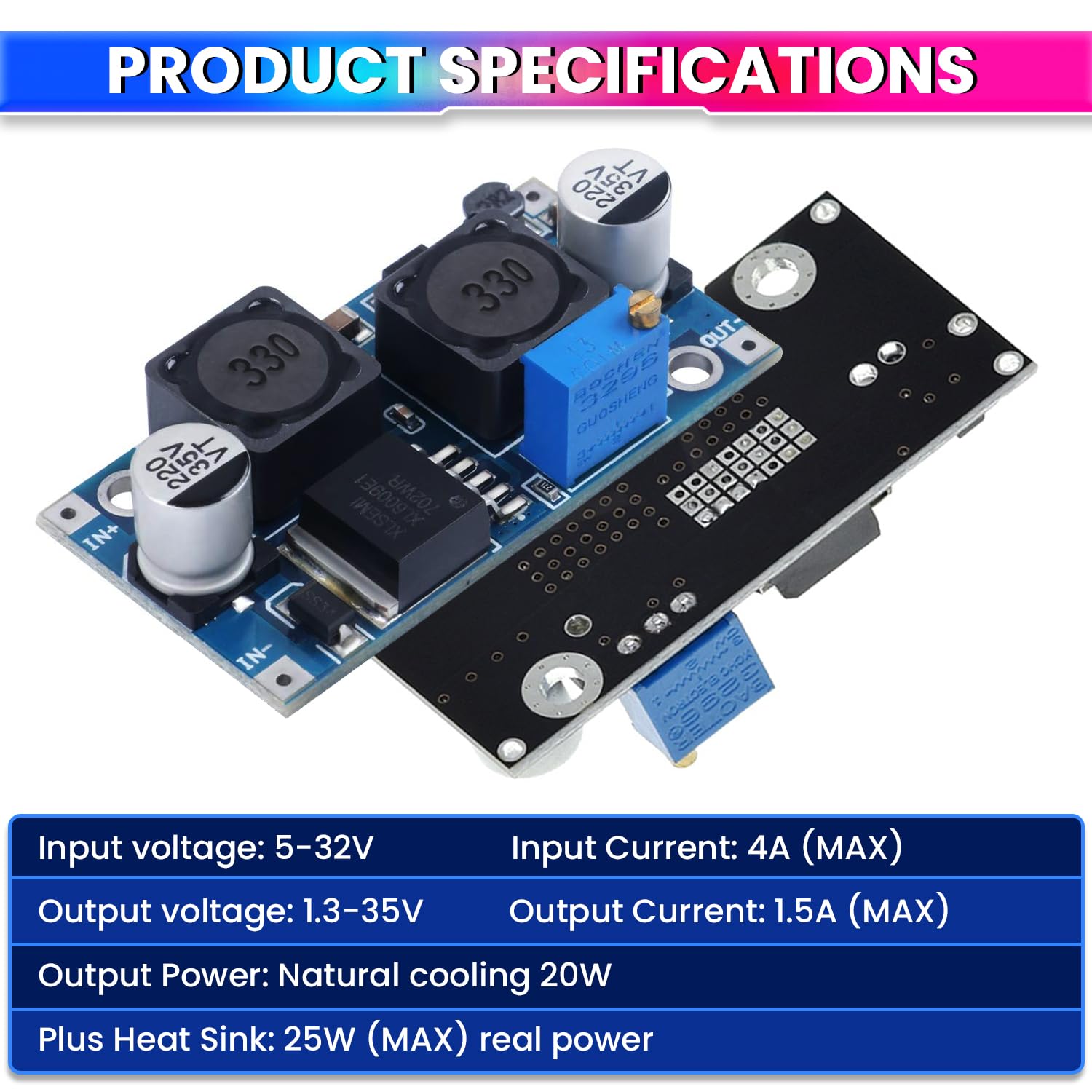 XL6019 DC-DC Buck Boost Converter |5-32V to 1.3-35V Step-Up/Down Power Supply amiciKart
