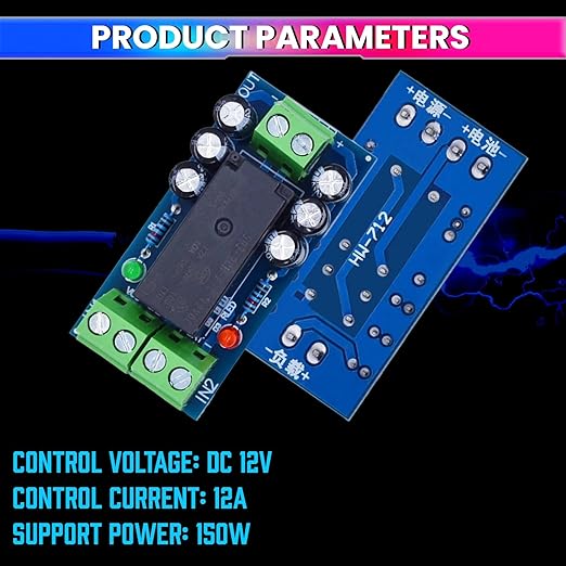 Automatic Backup Battery Switching Module – 12V 150W Power Transfer Relay with LED Indicator