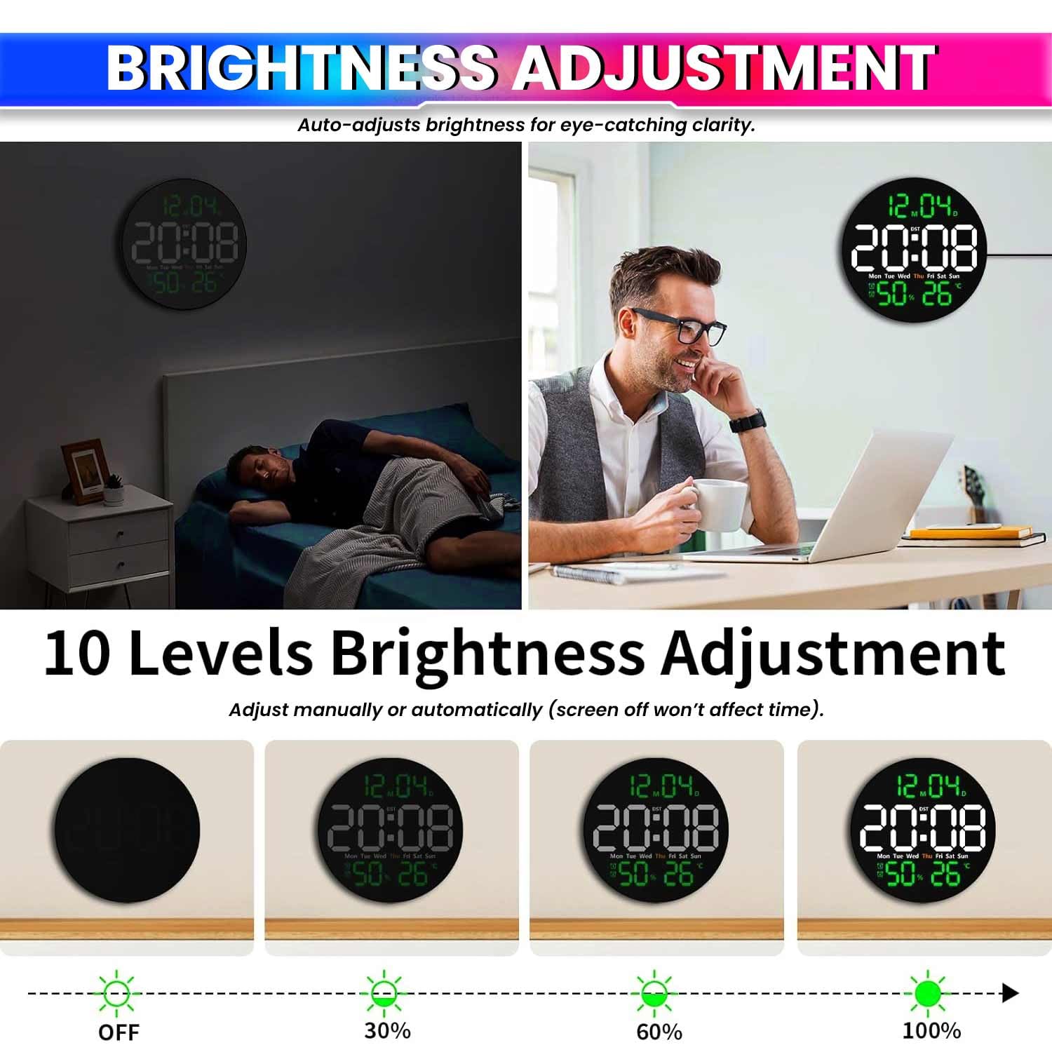 10 inch LED Digital Wall Clock –Remote Controlled, Time,Temperature,Humidity, Date & Timer amiciKart c0tmiz-hs.myshopify.com