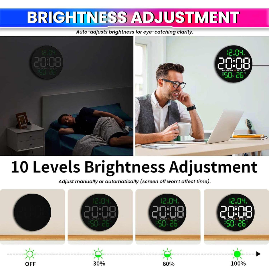 10 inch LED Digital Wall Clock –Remote Controlled, Time,Temperature,Humidity, Date & Timer amiciKart c0tmiz-hs.myshopify.com