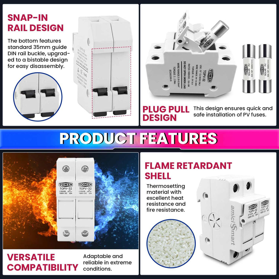 PV Fuse for Solar System Protection DC 1000V (2Pole 10A),(2Pole 20A),(2Pole 30A)