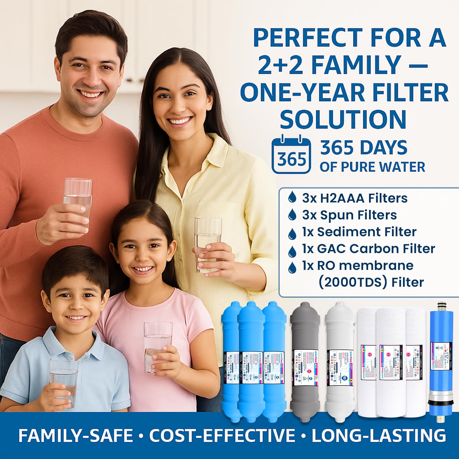 Premium RO Water Filter Set – H2AAA, B12 & Zinc-Copper Filters | One-Year Pack amiciKart