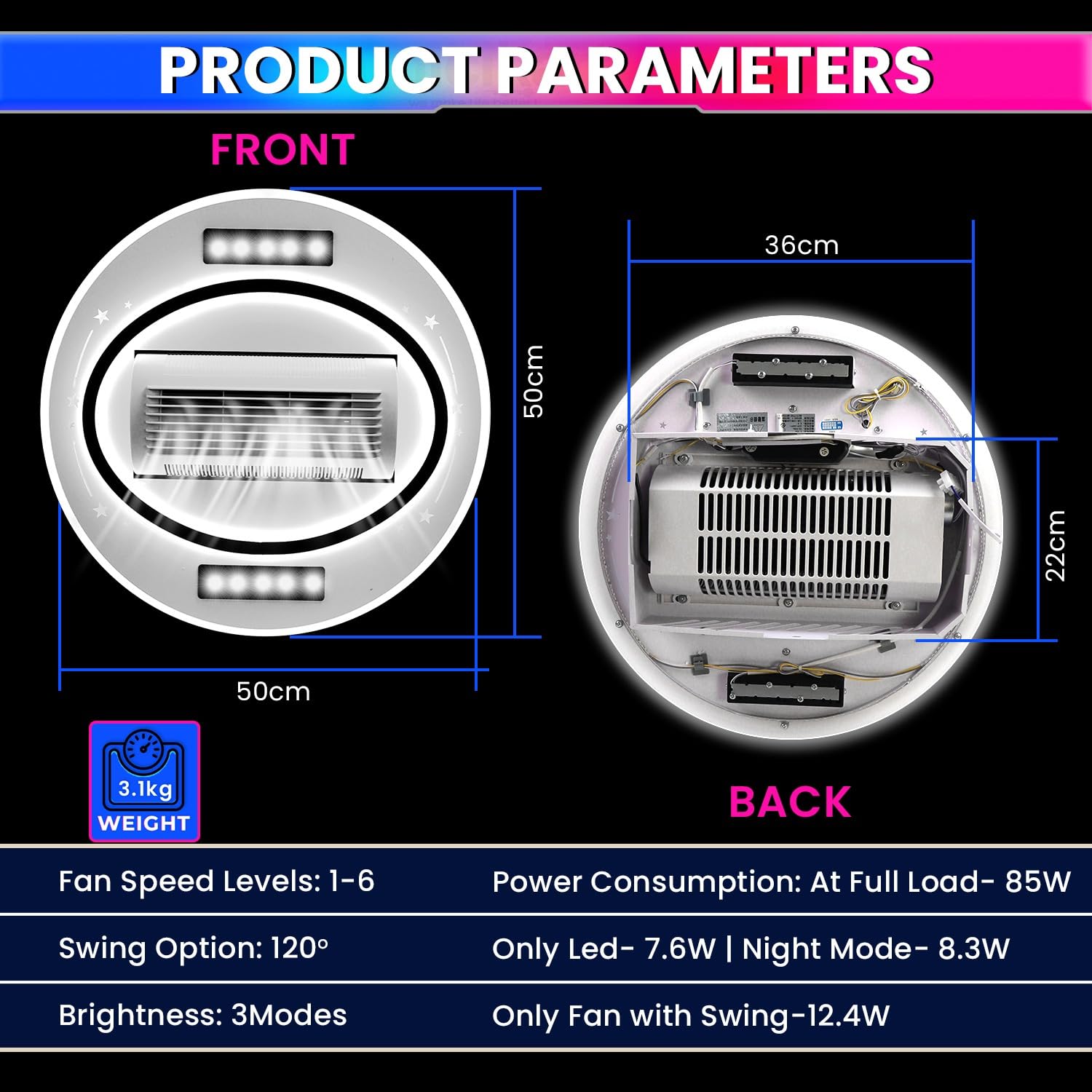Bladeless Ceiling Fan with Integrated LED Lighting | Remote Control | Adjustable Speed & Brightness amiciKart c0tmiz-hs.myshopify.com