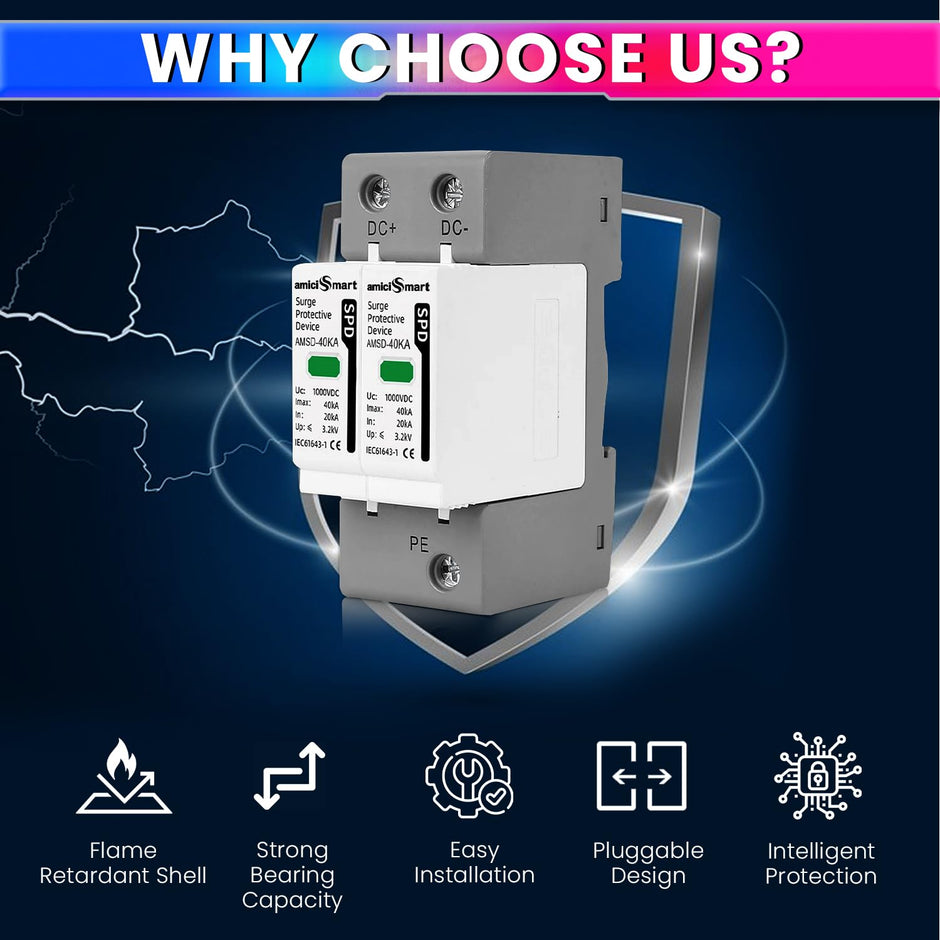 DC SPD Surge Protective Device 20KA 40KA Voltage Protector for Solar PV Systems