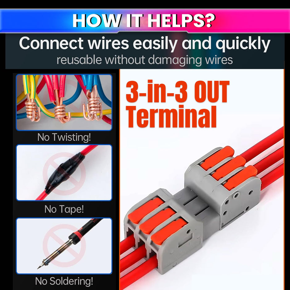 Fast Wire Clip Connectors– Quick Disconnect, No Twisting or Extra Wiring Needed