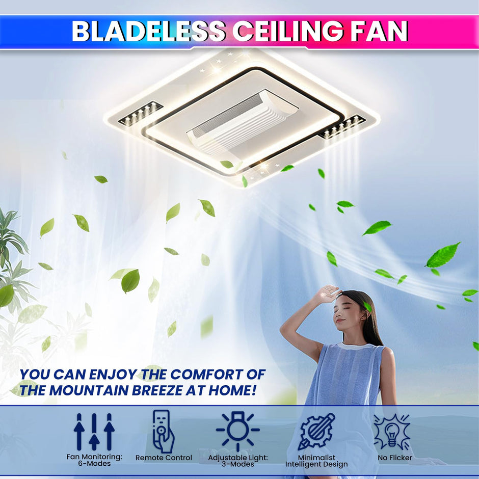 Bladeless Ceiling Fan with Integrated LED Lighting | Remote Control | Adjustable Speed & Brightness amiciKart c0tmiz-hs.myshopify.com