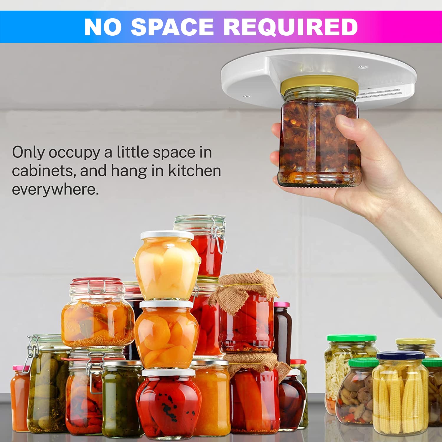 Universal Jar Opener, Under Cabinet -One Handed Bottle Cap Opener amiciKart
