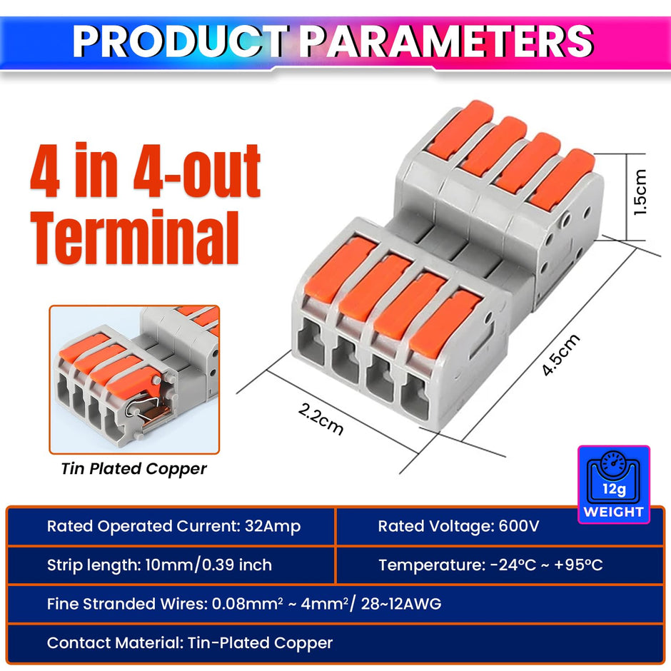 Fast Wire Clip Connectors– Quick Disconnect, No Twisting or Extra Wiring Needed