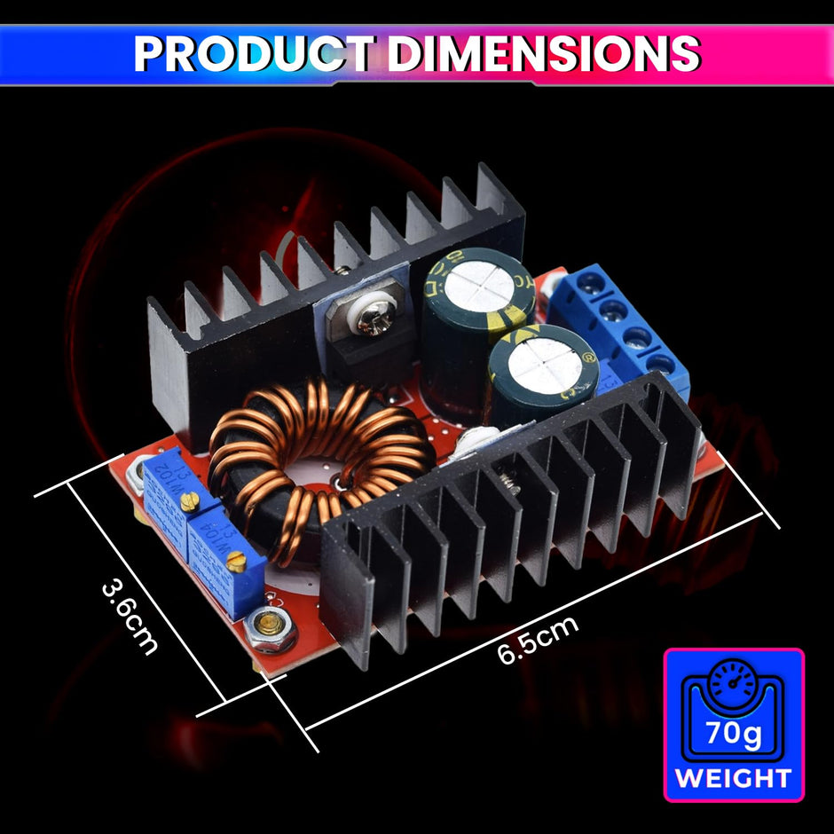 amiciSolar Buck-Boost Converter, DC 10-35V to 1-35V Adjustable Step-Up/Step-Down Power Module, 8.5A Max, 80W High-Efficiency Voltage Regulator