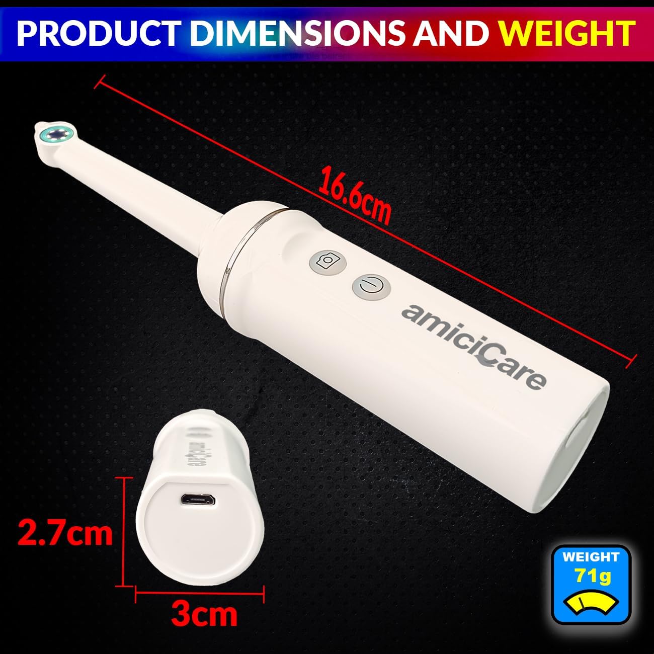 WiFi Oral Endoscope with 6-LED Light - Explore Oral Health with Mobile App Compatibility