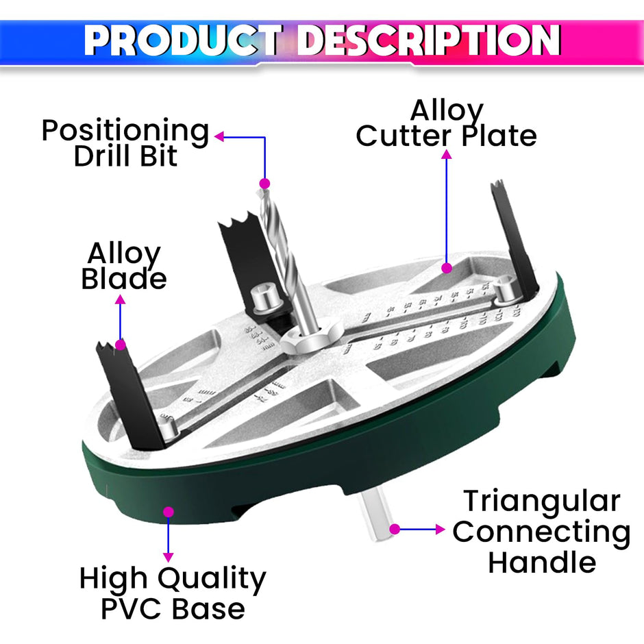 amiciTools Adjustable Hole Saw Bit for Sawing Various Diameters 45-130MM, High Precision Cutting Tool for Wood, Plastic, and Drywall