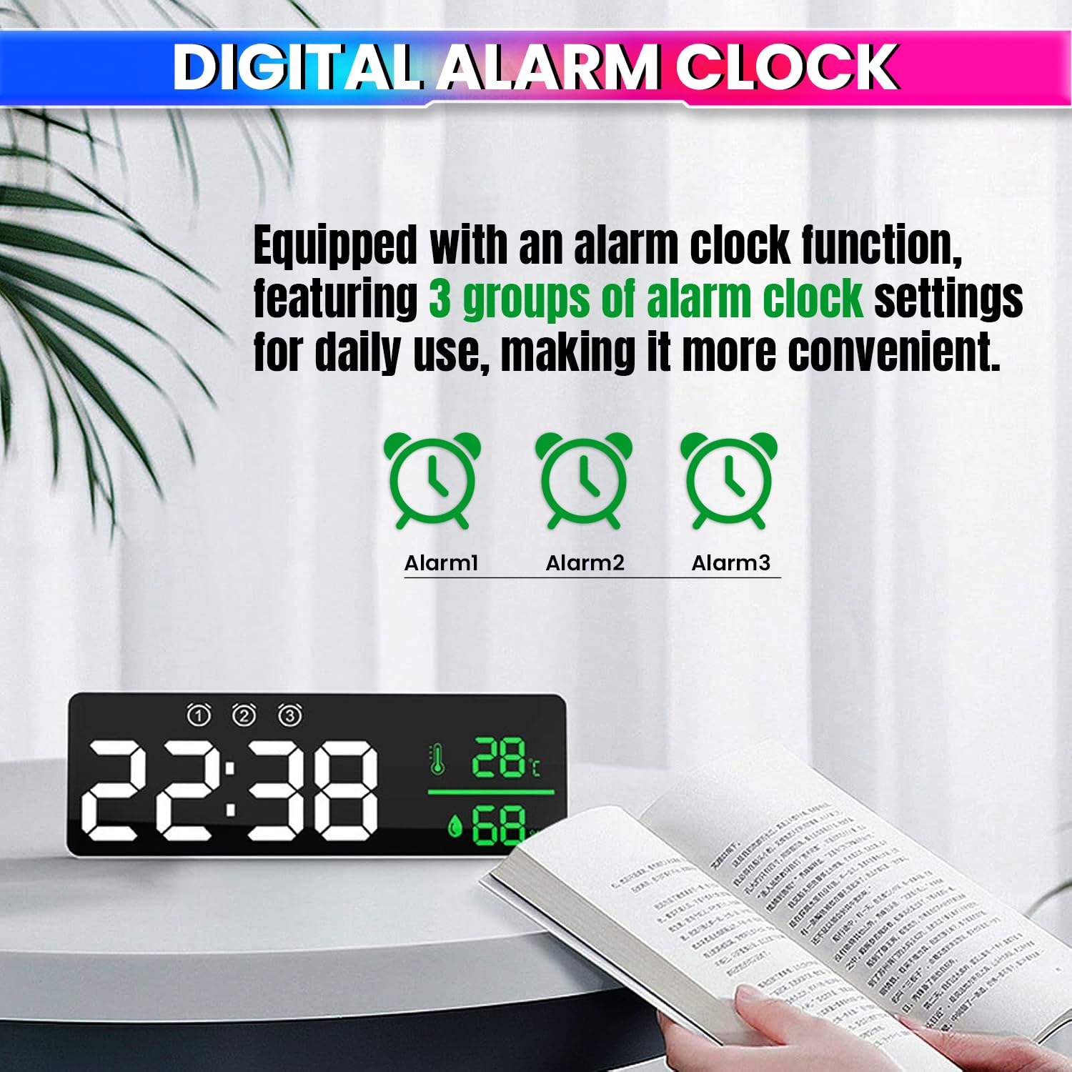 Digital LED Alarm Clock – Temperature & Humidity Display, Triple Alarm, Large LED Screen amiciKart c0tmiz-hs.myshopify.com