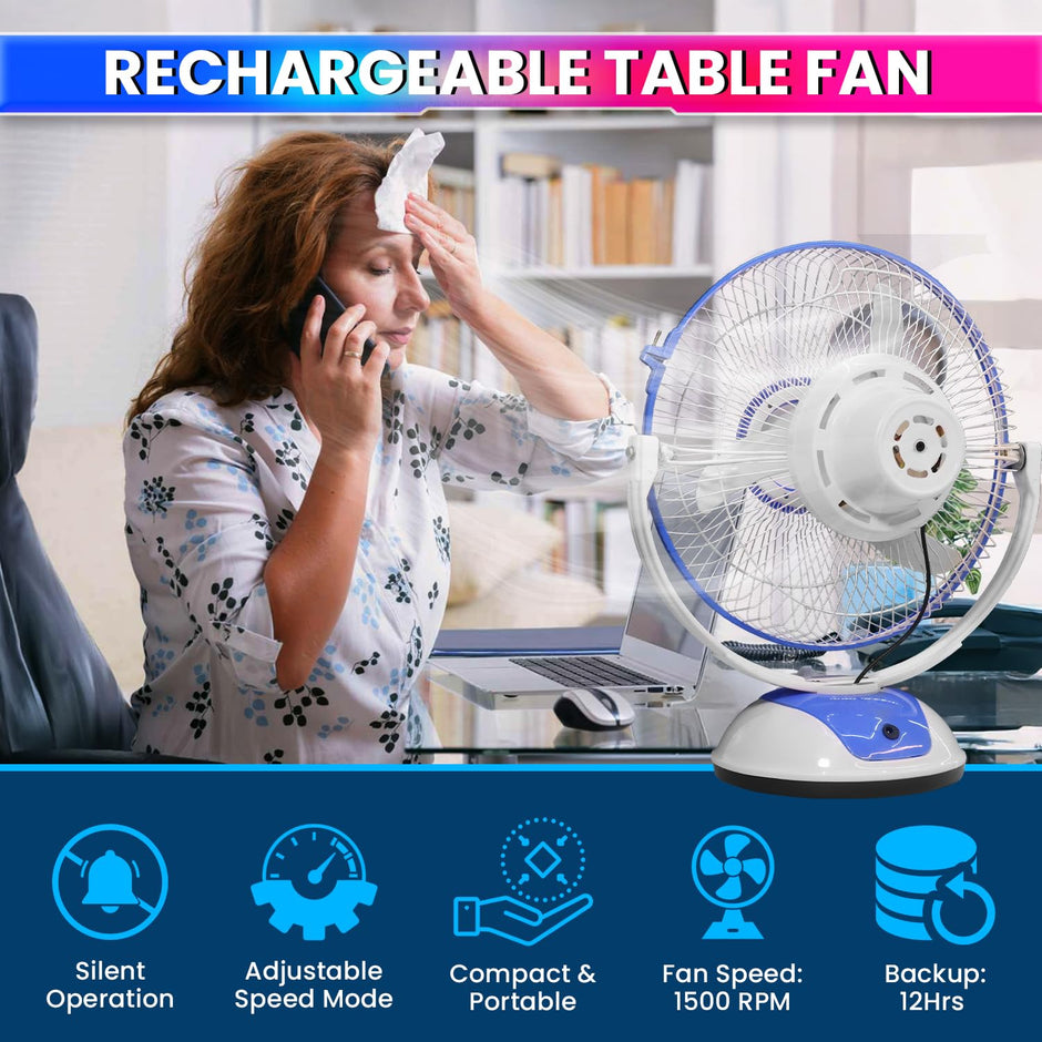 12-Inch Rechargeable Table Fan – Portable 3-Speed AC/DC Fan with 12-Hour Battery Backup amiciKart c0tmiz-hs.myshopify.com