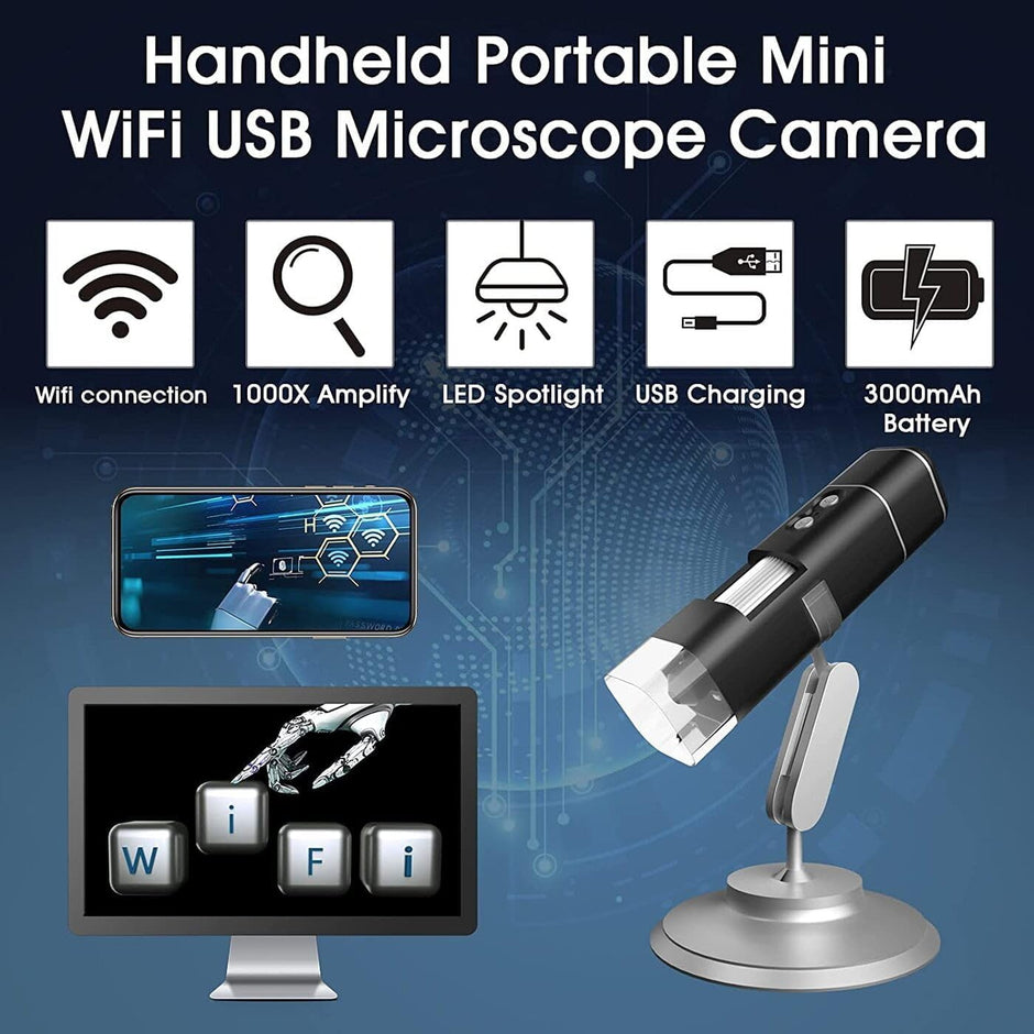 1000X WiFi USB Digital Microscope with 8 LED Adjustable Brightness & 2MP HD Camera amiciKart c0tmiz-hs.myshopify.com