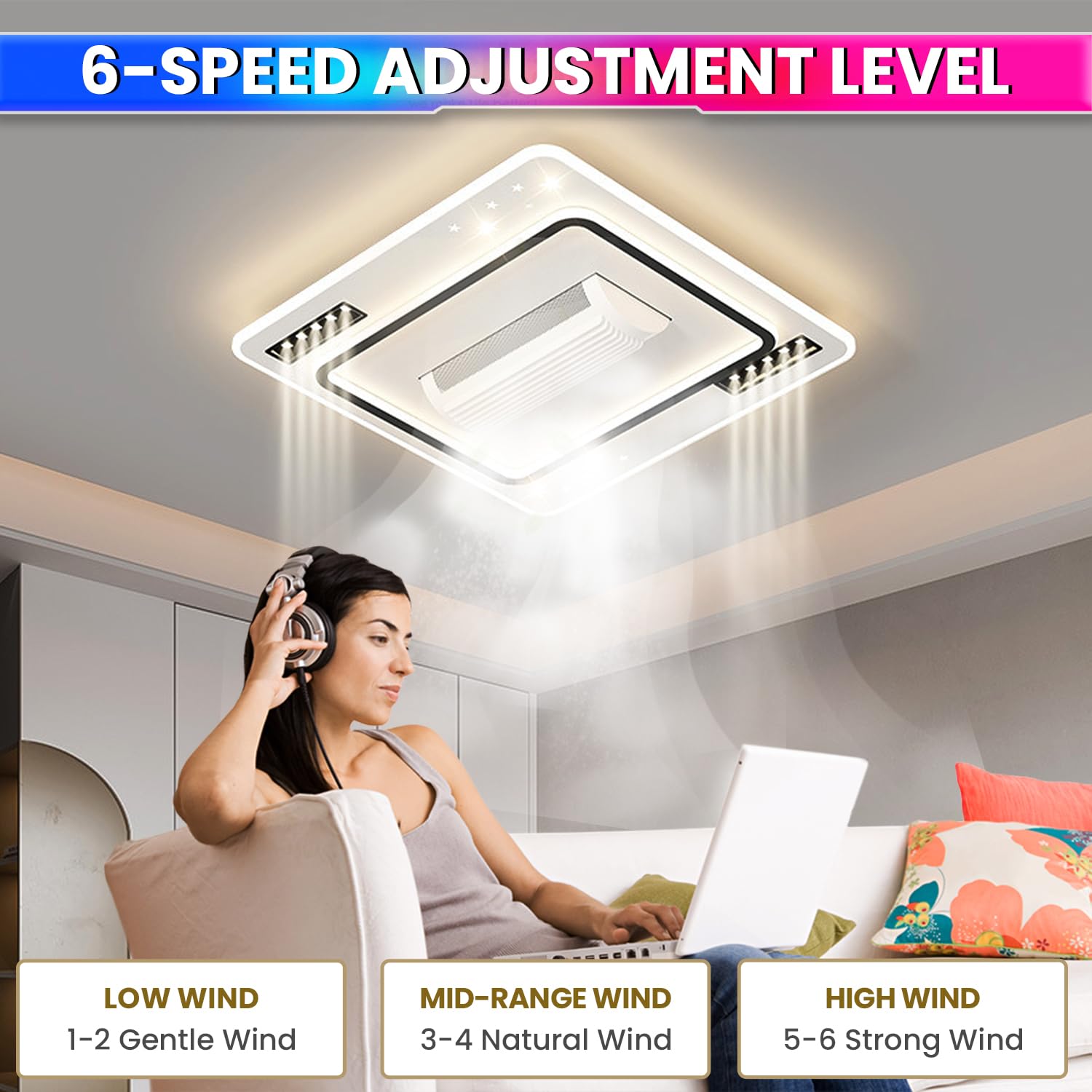 Bladeless Ceiling Fan with Integrated LED Lighting | Remote Control | Adjustable Speed & Brightness amiciKart c0tmiz-hs.myshopify.com