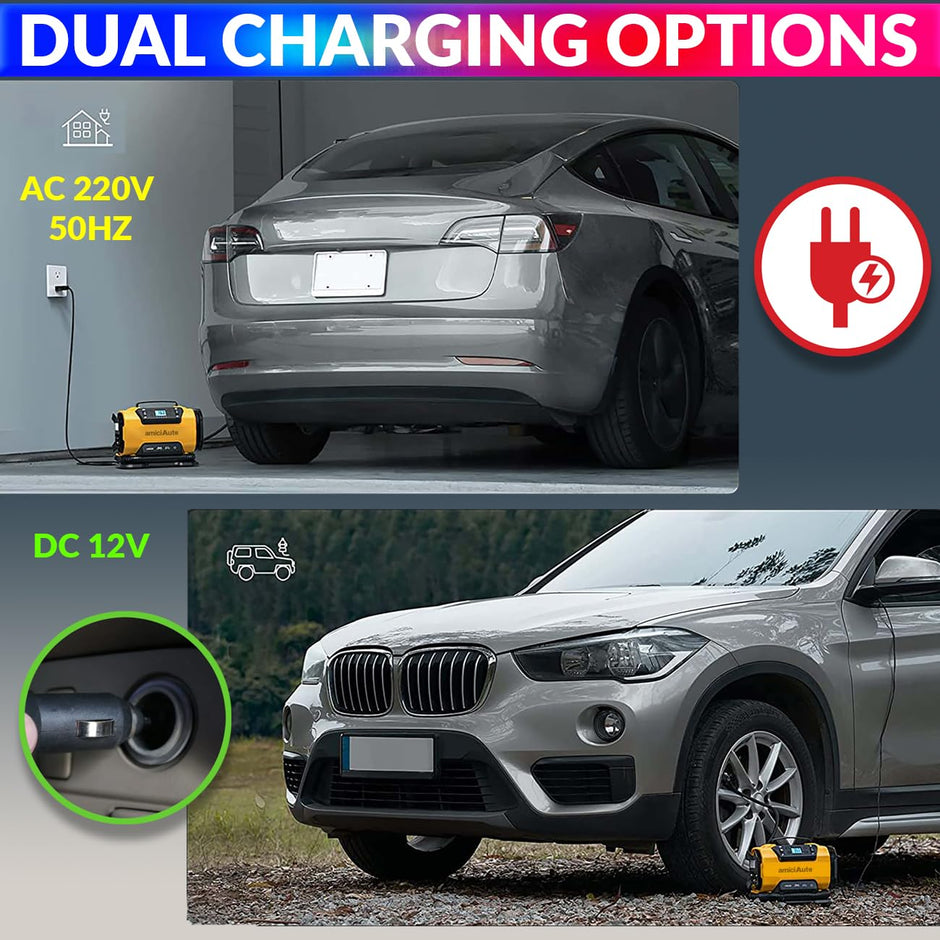 Dual Power AC/DC Inflator & Deflator with Tubeless Tyre Puncture Repair Kit