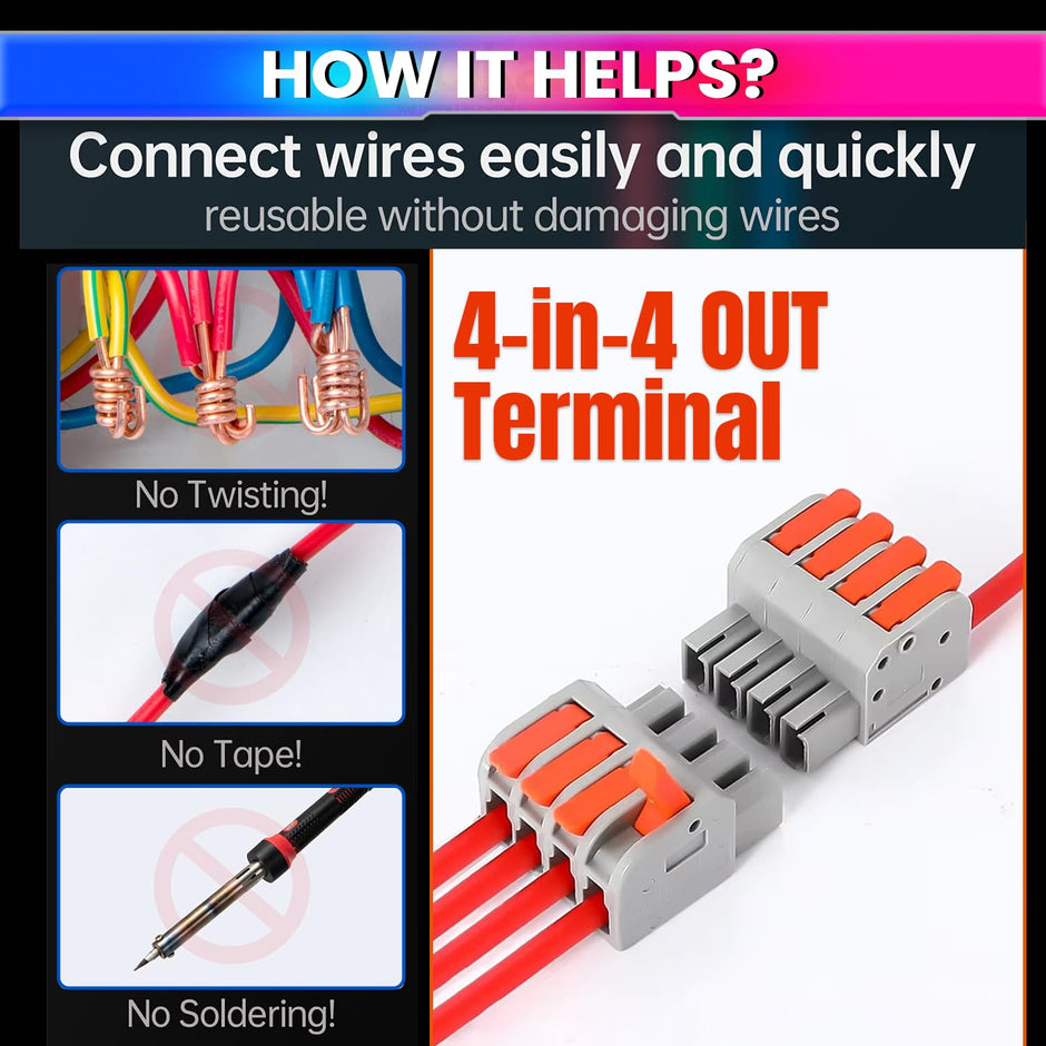 Fast Wire Clip Connectors– Quick Disconnect, No Twisting or Extra Wiring Needed