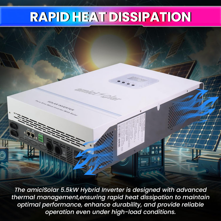 MPPT Solar Inverter |Dual AC & DC Input |Supports 6200W Solar Panel-Operates AC Devices Directly from Solar Input (5.5kW Hybrid Inverter) amiciKart