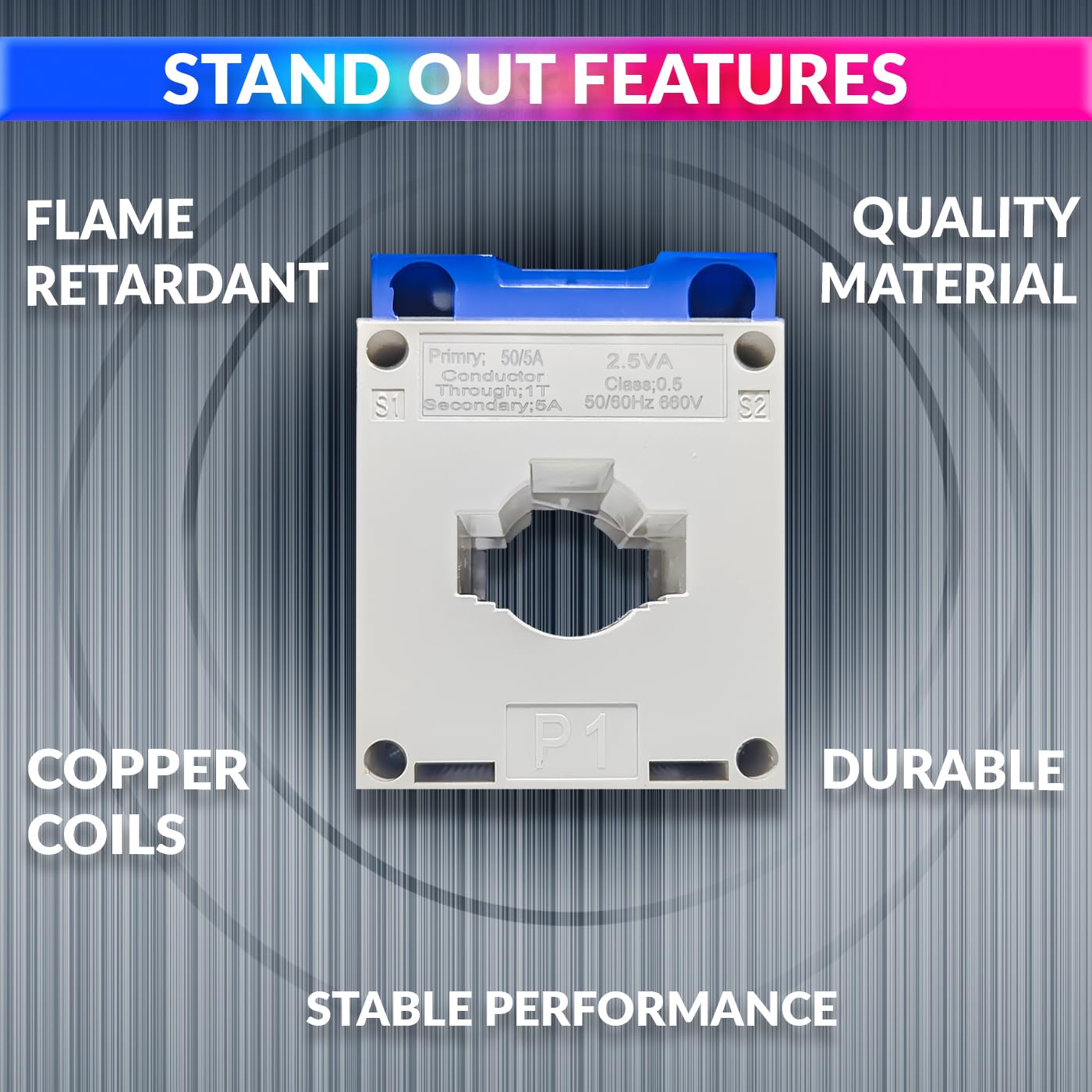 Industrial Grade Current Transformer CT Coil 300/5A (Class 0.5) 0.66kV Rated Voltage