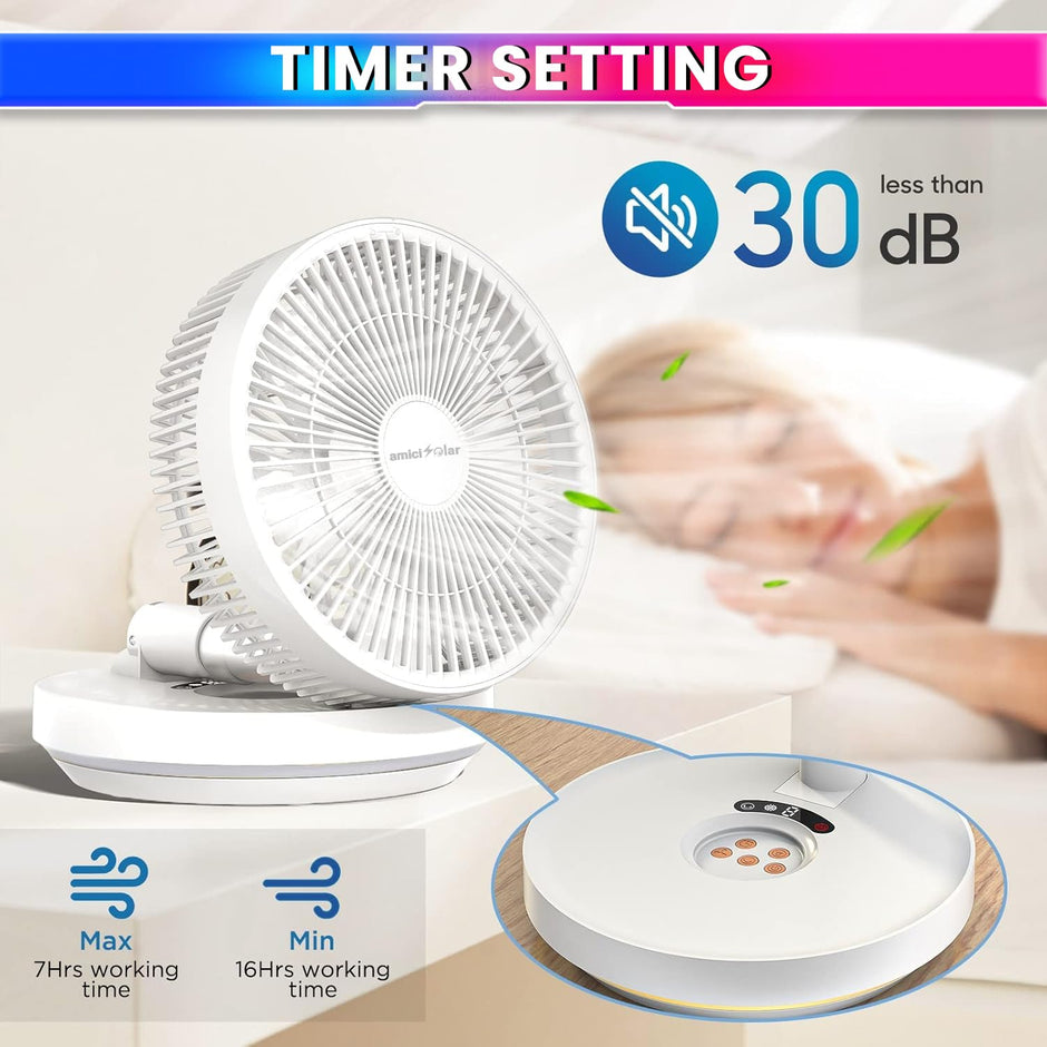 10-Inch Telescopic Rechargeable Stand Fan – 8-Speed Folding Fan with Remote & 9000mAh Battery
