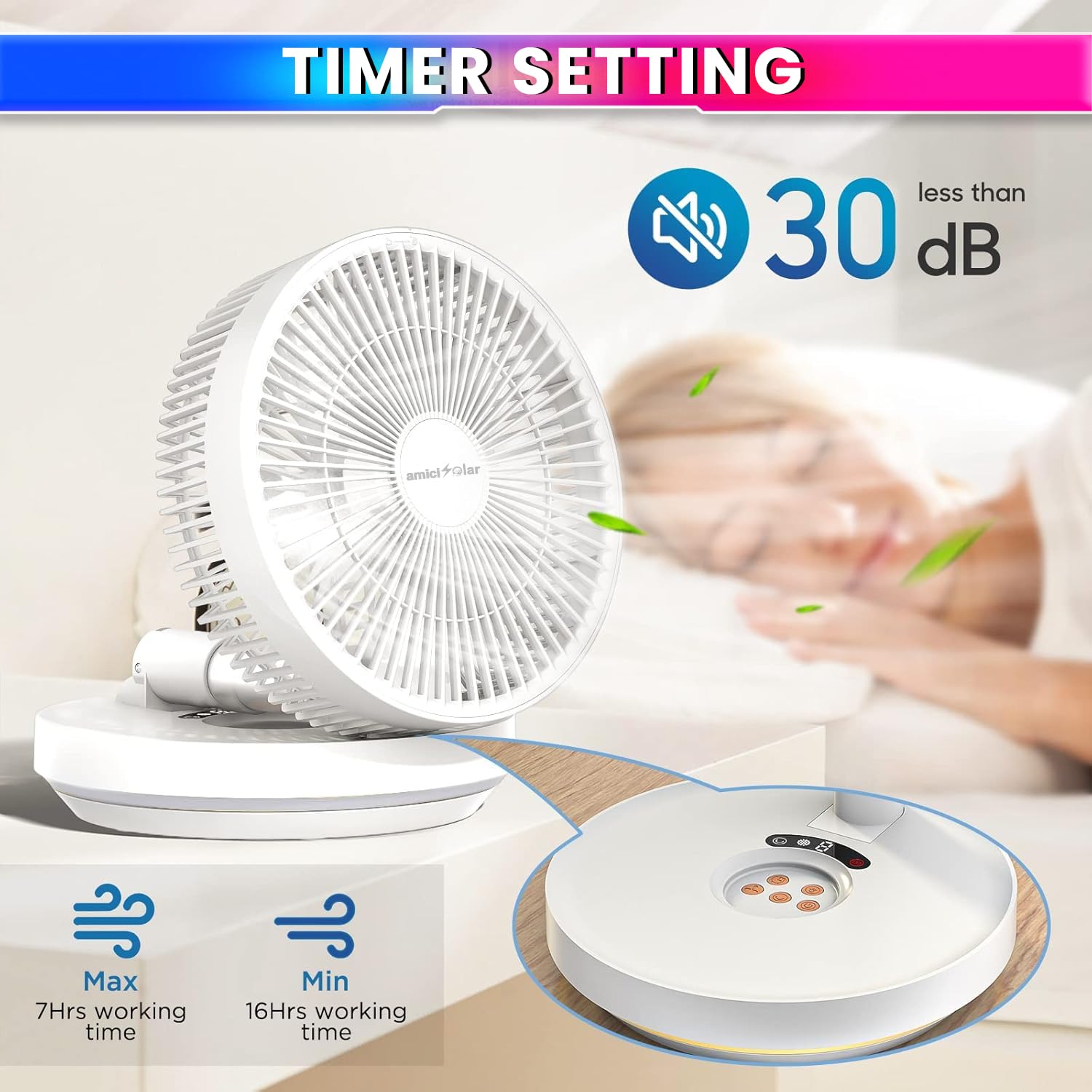 10-Inch Telescopic Rechargeable Stand Fan – 8-Speed Folding Fan with Remote & 9000mAh Battery