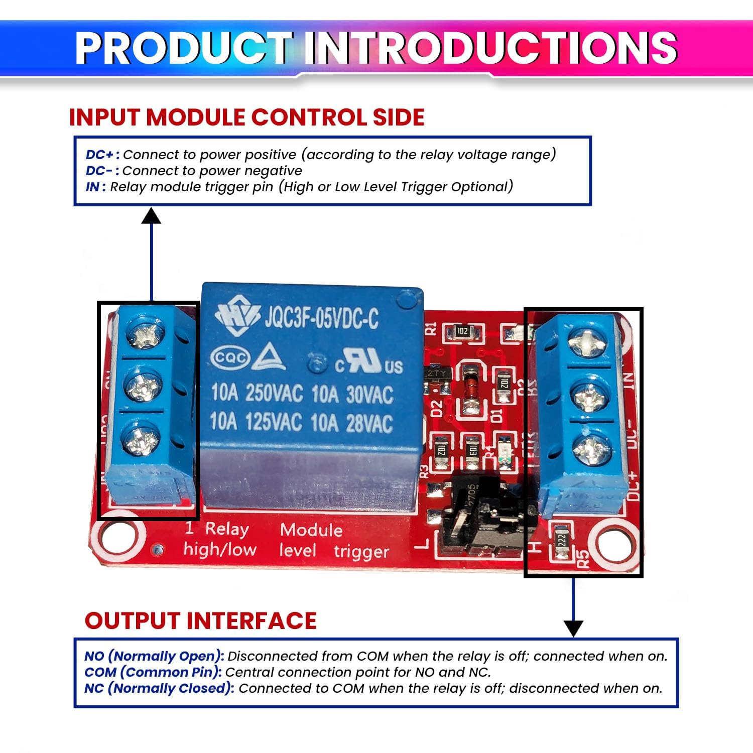 1 Channel Relay Module Shield with Optocoupler – 5V High/Low Level Trigger
