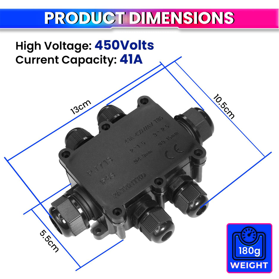 Junction Box – IP68 Waterproof Heavy-Duty Electrical Connector(450V 41A)for Cable Terminals amiciKart