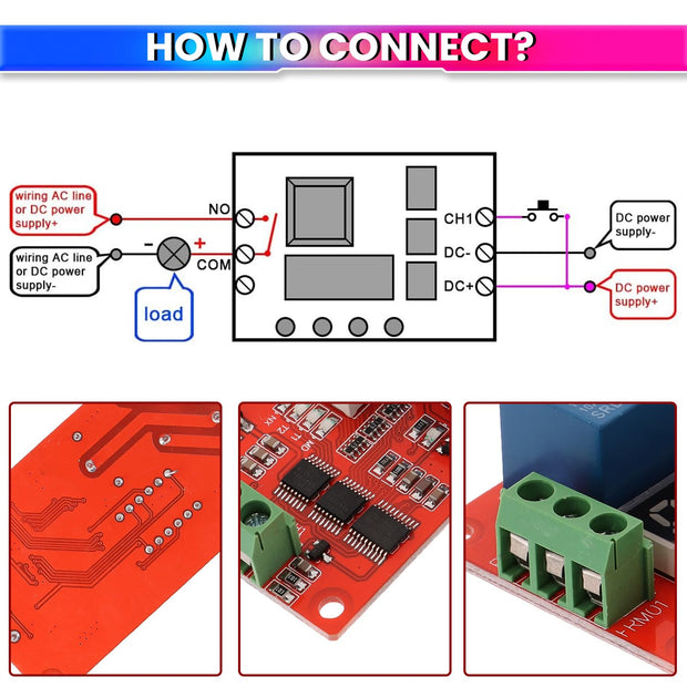 Adjustable Time Delay Relay Module 12V 10A with 18 Preset Modes LED Timer Switch for Smart Home or DIY Electronics