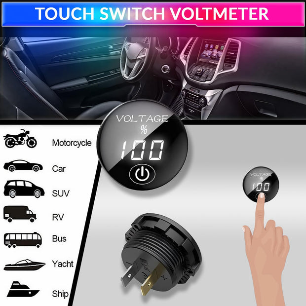 DC 5V-48V Battery Capacity Indicator Digital Voltmeter for Car Motorcycle with ON/OFF Touch Switch for Lead Acid Battery amiciKart c0tmiz-hs.myshopify.com