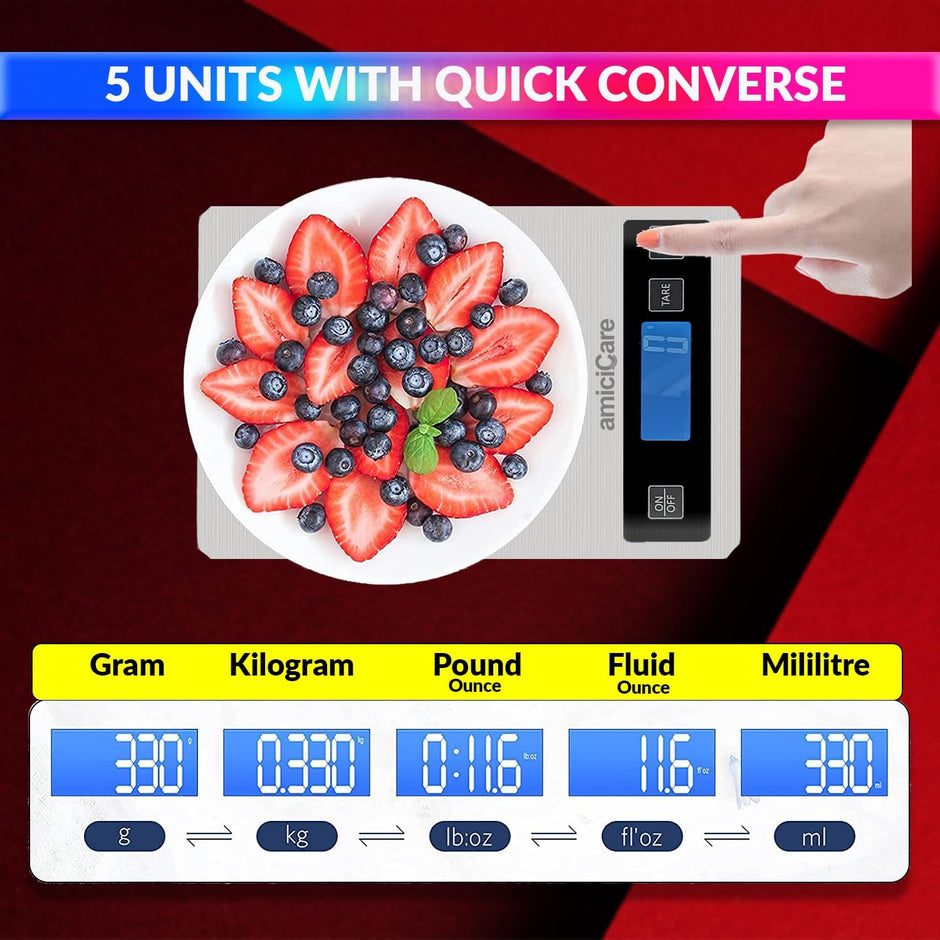 Digital Food Nutrition Measurement Scale (5g~15kg), 1g Precision, AiFresh Mobile App