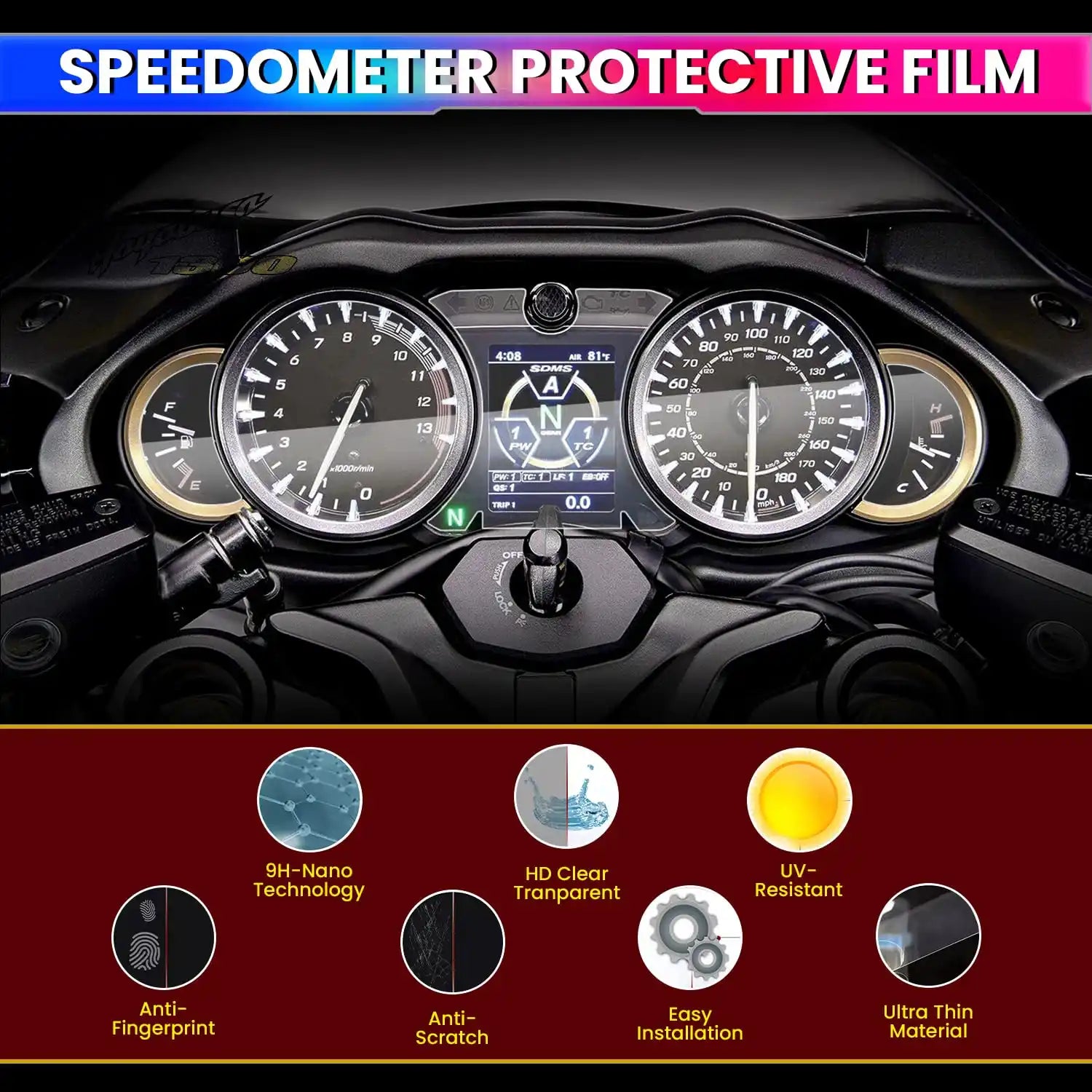 Suzuki Hayabusa GSX1300R Gen 3 Dashboard Screen Protector – HD TPU Cluster Meter Film, Scratch & Glare Resistant