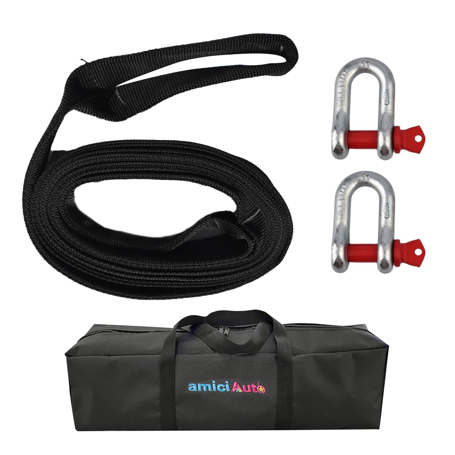 Heavy-Duty Tow Strap 4m Length, High-Strength Nylon Recovery Strap with Reinforced Loops amiciKart c0tmiz-hs.myshopify.com