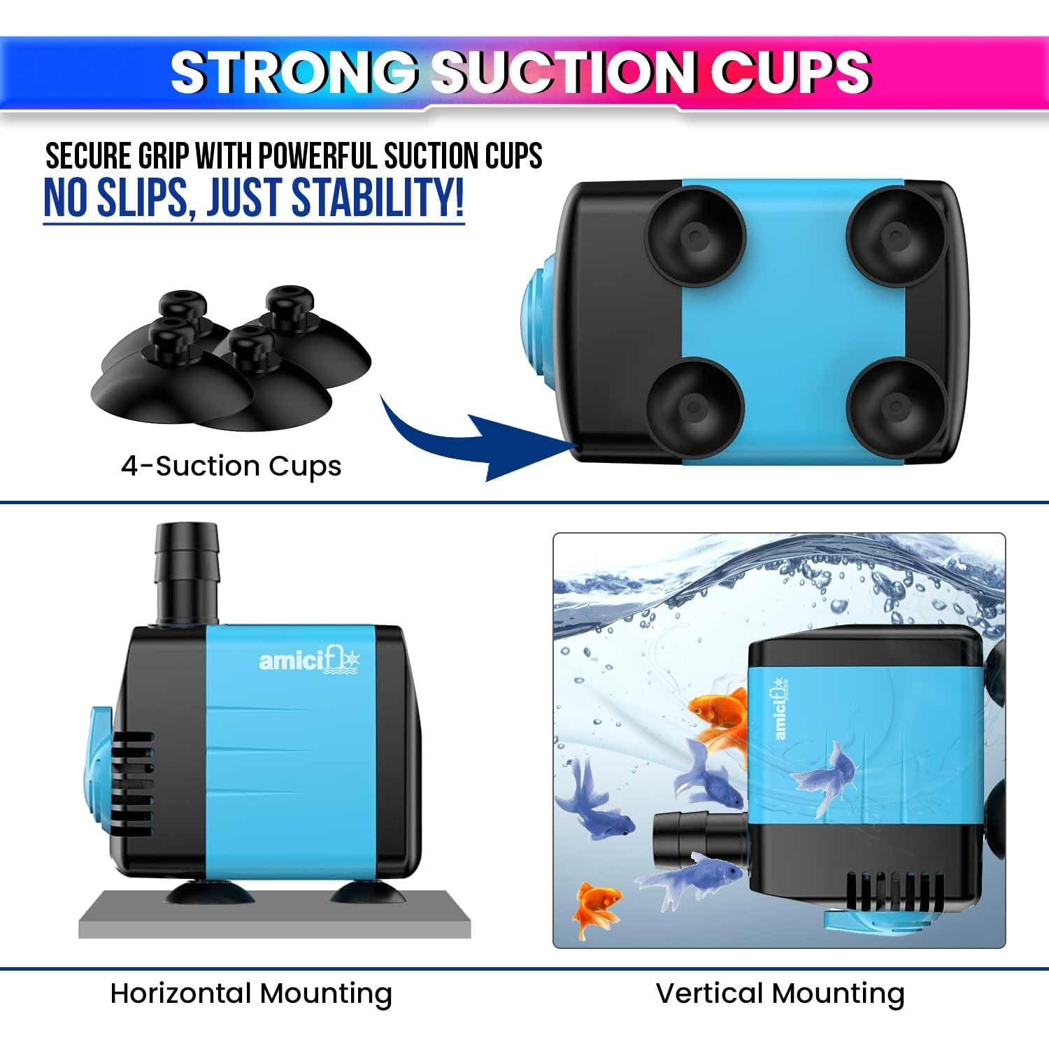 Submersible Water Pump 25W, 800 L/H Flow with 5m Pure Copper Motor & Ultra-Quiet Operation