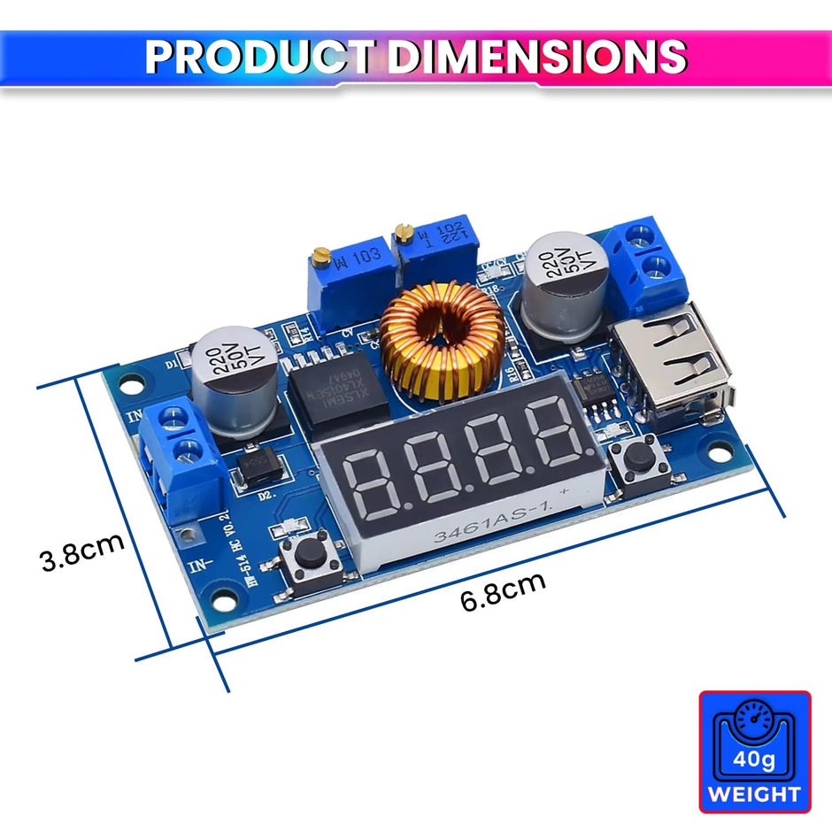 75W DC-DC Buck Converter- 5-36V to 1.3-32V Adjustable Voltage Regulator