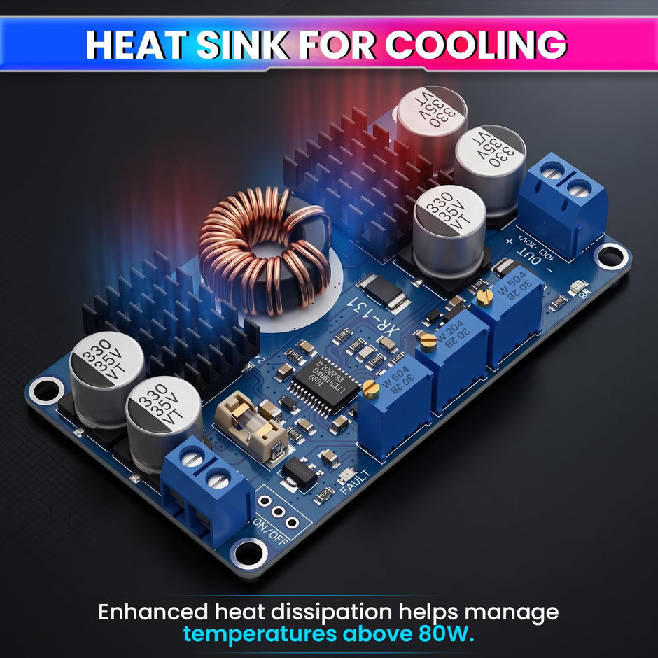 130W DC Buck-Boost Converter 5–32V to 1–30V Adjustable CV/CC Control | 10A Max | 7A Recommended Continuous