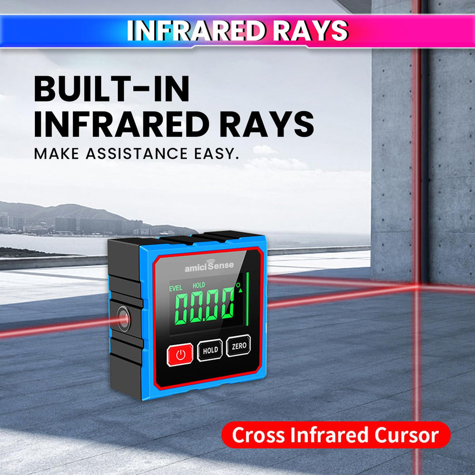 Digital Angle Finder & Laser Level 360° Magnetic Inclinometer with Backlit LCD, Auto-Rotate Display with ABS + Metal Protractor Combo amiciKart
