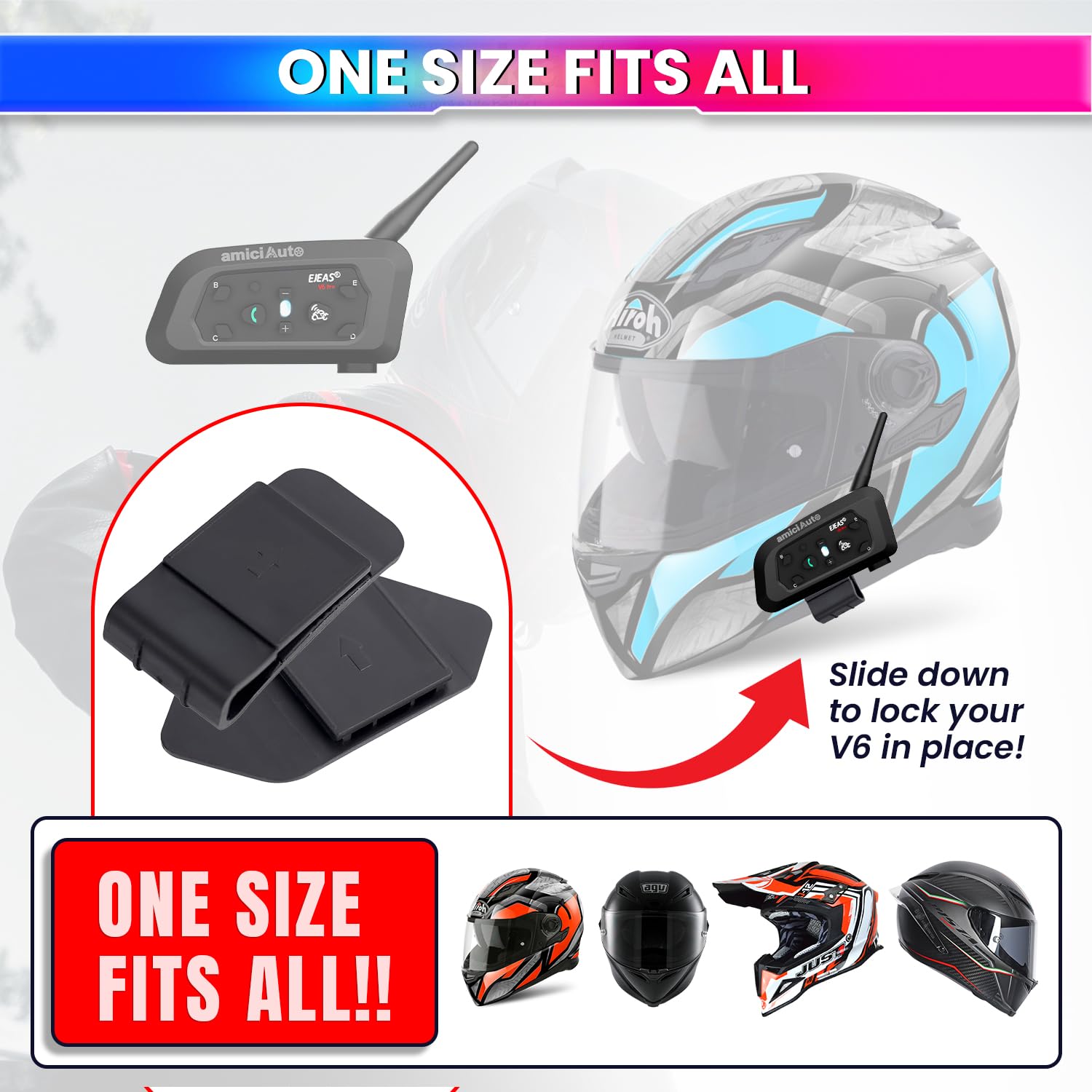 Intercom Mounting Clip Compatible with Ejeas V6, V6 Pro, V4 Plus Intercom amiciKart c0tmiz-hs.myshopify.com