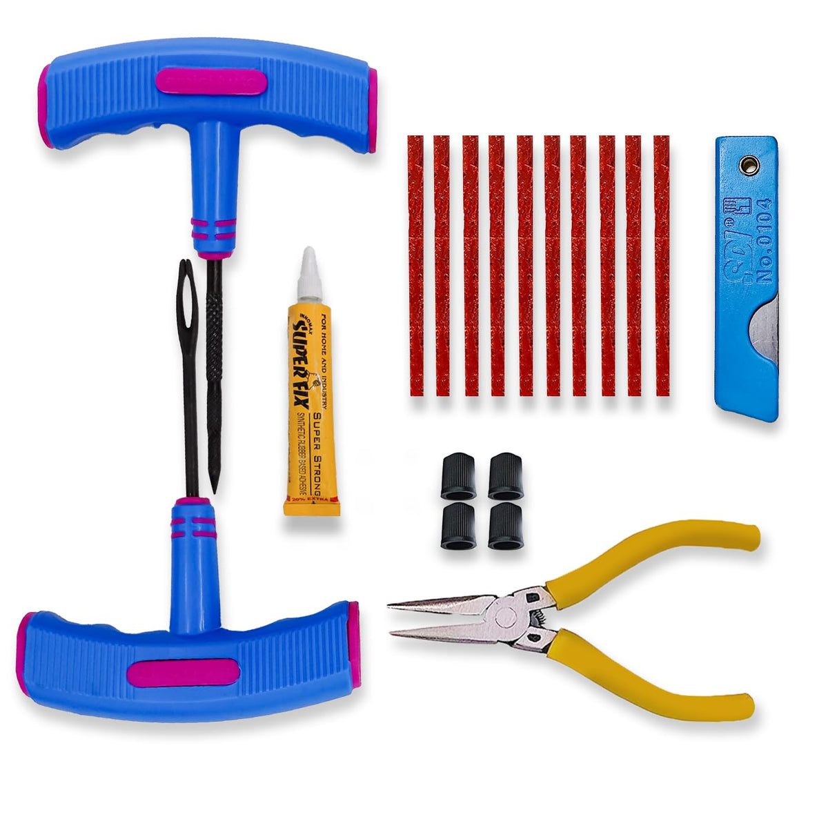 Puncture Kit Assembly Tubeless Tyre Puncture Repair Kit Rubberized Anti-Slip Heavy-Duty Tool ...