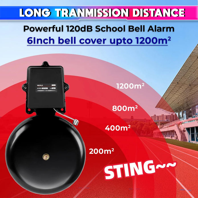 Automatic School Bell 120dB with Weekly Timer, 40 Programs & 1–99s Ring, 220V