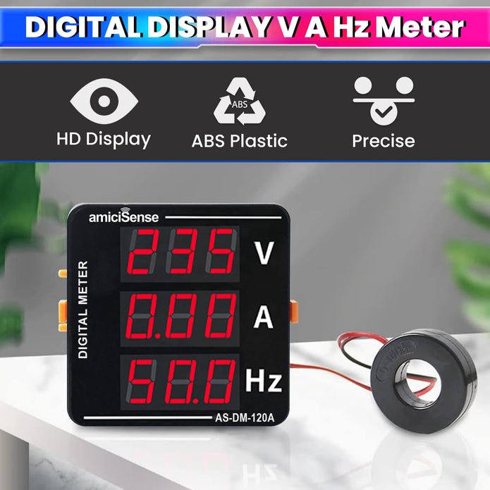 120A AC Voltmeter Ammeter, 3 In 1 Digital Meter 50-500V Voltage Tester With Frequency And Current Test