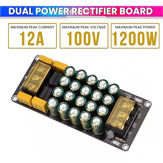 1200W Full Bridge Dual Power Supply Rectifier Board – 100V 12A Peak with 20 Low-ESR Capacitors