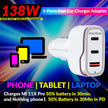 138W Car Charger with PD 3.0/PPS, 105W Dual PD Charging Port, and 18W USB-A QC 3.0 Port