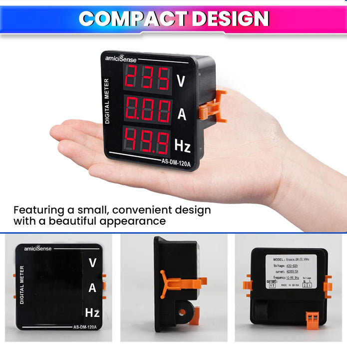 120A AC Voltmeter Ammeter, 3 In 1 Digital Meter 50-500V Voltage Tester With Frequency And Current Test